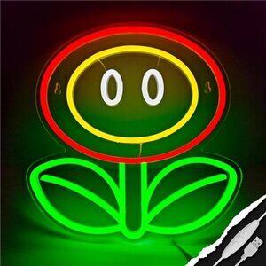 Super Mario Fire Flower LED Neon Light Game Sign Room Decor Nintendo Retro NES